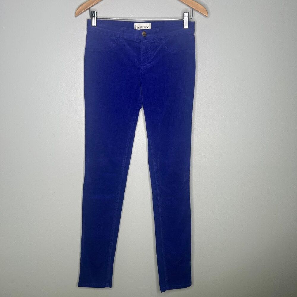 Emilio Pucci Cobalt Royal Blue Corduroy Slim Pants - US 4 / IT 38
